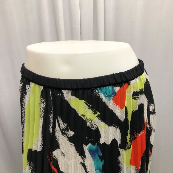 NY Collection Skirt Womens Size Small Abstract Pleated Asymmetrical Artistic - Picture 2 of 8